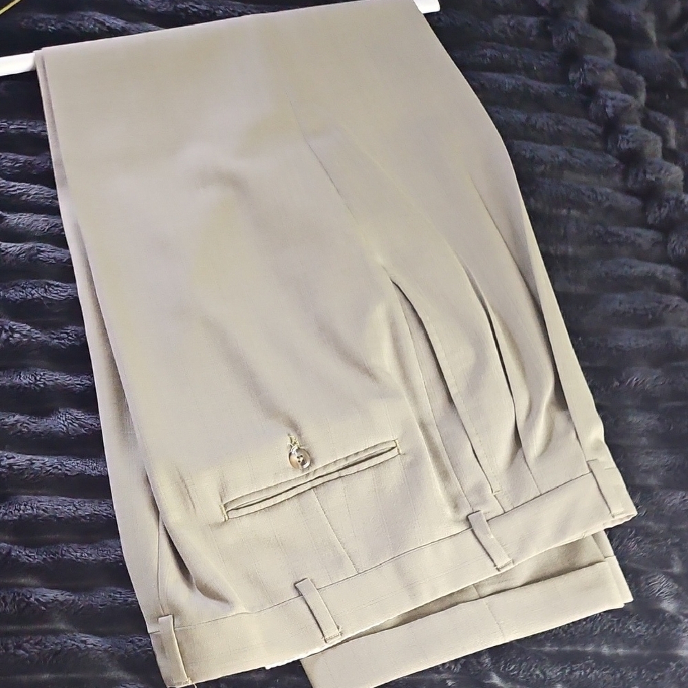 Classic Beige Pleated Trousers